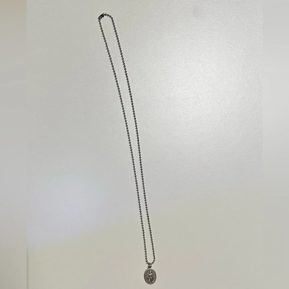 Minimalist Silver St. Peregrine Teardrop Pendant Necklace